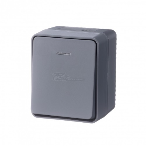 Выключатель Atlasdesign PROFI 1кл о/у с инд. антрацит 10А IP54