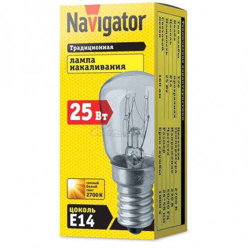 Лампа накаливания для холодильников NI-T26-25Вт Е14 61204 Navigator