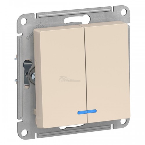 Выключатель Atlasdesign 2кл. с инд бежевый сх.5а