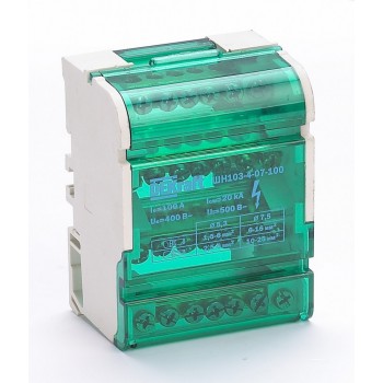 Шина (кросс-модуль) в корпусе ШН-103 4х7 групп 100А на DIN-рейку DEKraft