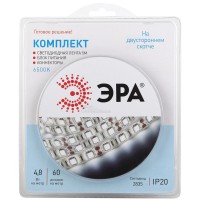 Комплект LED ленты 12v 6500k 2835 4,8Вт/м IP20 5м ЭРА