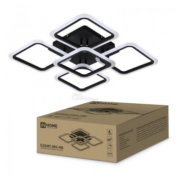 Светильник светодиодный ELEGANT ARIS 90Вт 230В 3-4-6500К 7000лм 590х590х130мм с ПДУ черный IN HOME