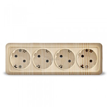 Розетка 4-мест откр уст. с/з сосна Universal Олимп 1175