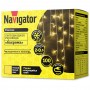 Гирлянда светодиодная Navigator бахрома 3,5м (2х0,5м) 100LED искрящ. снег IP44 ТеплыйБелый