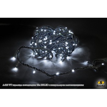 Гирлянда светодиодная А-213 WH нить 15м 200LED 8 режимов IP44 белый