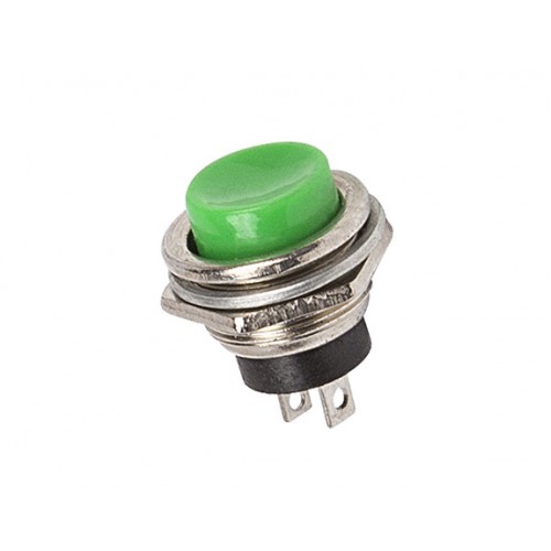 Кнопка металл 250V 2А (2с) (ON)-OFF d16.2 зеленая REXANT