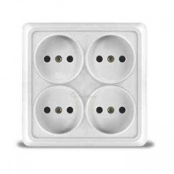 Розетка 4м о/п б/з 16А квадрат белая Universal Олимп