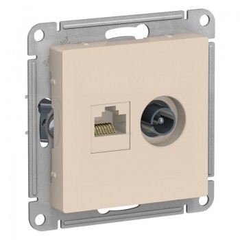 Розетка Atlasdesign двойная RG45+TV 5Е бежевая