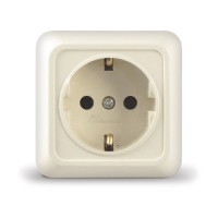 Розетка 1м о/п с/з 16А бежевая Universal Олимп