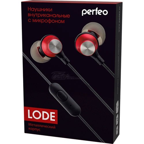 Наушники-гарнитура Perfeo LODE металл. красный/серебро