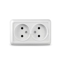 Розетка 2м о/п б/з 16А белая Universal Олимп