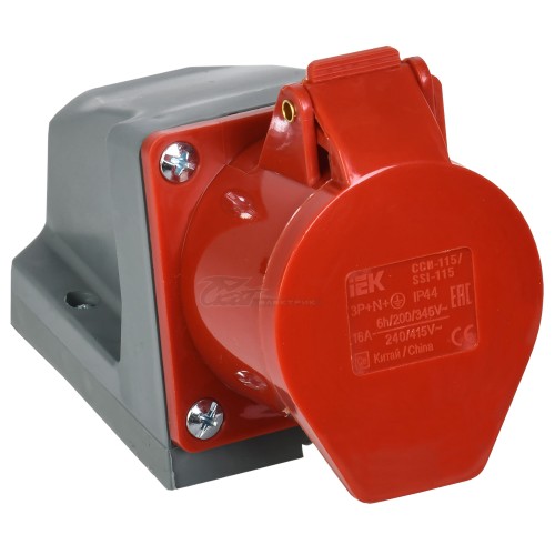 Розетка стационарная ССИ-115 3P+PE+N 380В 16А IP44 IEK
