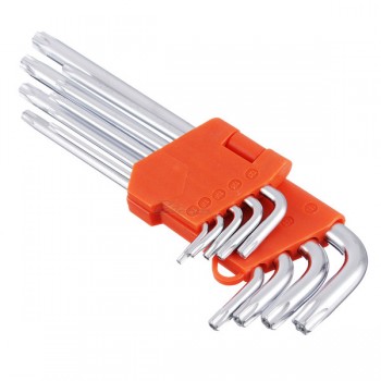 Набор ключей TORX-профиль 9пр 75х3мм-170х9мм с отверстием Ермак