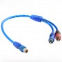 Шнур 1RCA гн x 2RCA шт 0,3м (Y-разветвитель) синий QuickPin