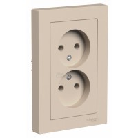 Розетка Atlasdesign 2м песочный б/з в сборе