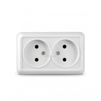 Розетка 2м о/п б/з 16А белая Universal Олимп