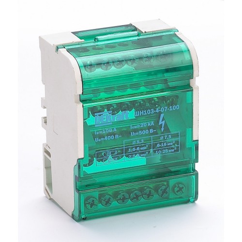 Шина (кросс-модуль) в корпусе ШН-103 4х7 групп 100А на DIN-рейку DEKraft