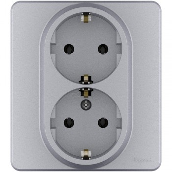 Розетка 2м с/з 16А алюминий Legrand INSPIRIA