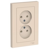 Розетка Atlasdesign 2м бежевая б/з в сборе