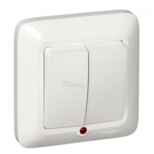 Выключатель 2-клавишный с/п с индикатором белый Прима