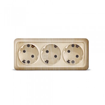 Розетка 3-мест откр уст. с/з сосна Universal Олимп 1173