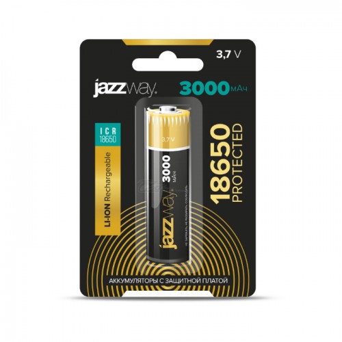 Аккумулятор Li-ion 18650 3.7v 3000mA*h с защитой JazzWay Аккумулятор Li-ion 18650 3.7v 3000mA*h с защитой JazzWay