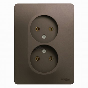 Розетка 2-местная б/з с/п шоколад в сборе Glossa