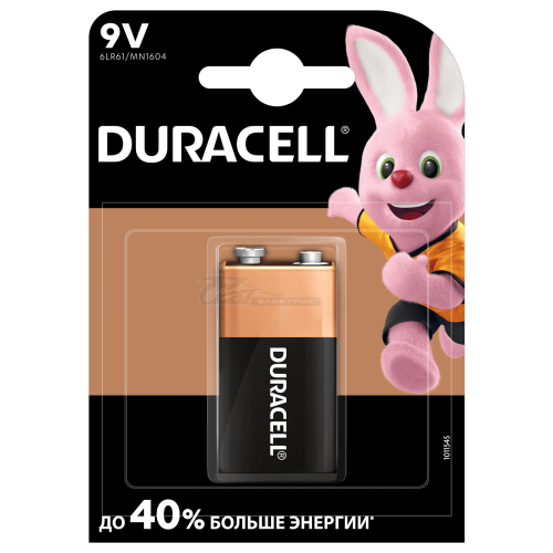Элемент питания алкалиновый 6LR61 Duracell Basic 9V BL-1