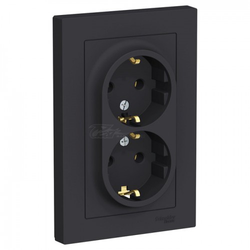Розетка Atlasdesign 2м карбон c/з в сборе
