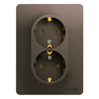 Розетка 2-местная с/з с/п шоколад в сборе Glossa