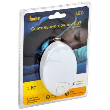 Ночник IEK 007 овал 3 цветовых температуры 1Вт 220В с выкл.