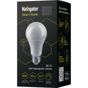 Лампа умная светодиодная Navigator SmartHome Wi-Fi A60 10Вт 230v RGBWWW E27