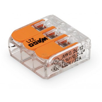 Клемма универсальная электромонтажная WAGO 221-413 3 контакта до 4мм²