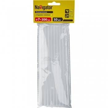 Клеевые стержни d7мм Х 200мм белый (прозрачные 10 штук) Navigator