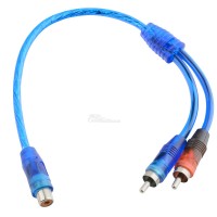 Шнур 1RCA гн x 2RCA шт 0,3м (Y-разветвитель) синий QuickPin