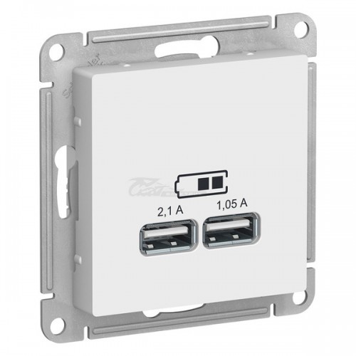 Розетка Atlasdesign USB A+A 5В/2,1А + 5В/1,05А белая