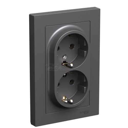 Розетка Atlasdesign 2м базальт c/з в сборе