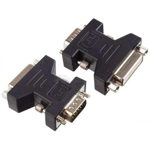 Переходник штекер VGA - гнездо DVI-A пластик Perfeo