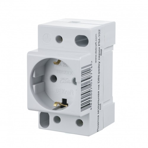 Розетка на DIN-рейку 16А 220В 2P+PEN РМ-102 DEKraft