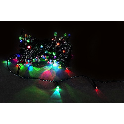 Гирлянда светодиодная А-001A RGB нить 10м, зеленый провод 100LED 8 режимов RGB