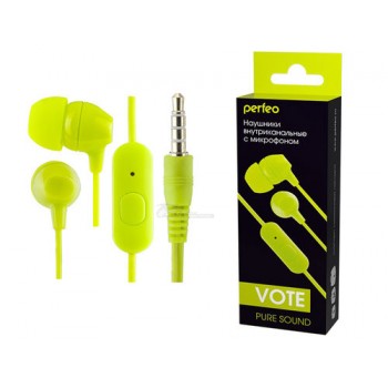 Наушники-гарнитура Perfeo VOTE с микрофоном лайм