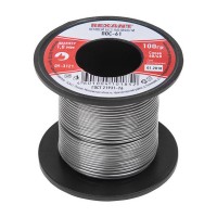 Припой ПОС-61 без канифоли d1,0мм,100г катушка REXANT