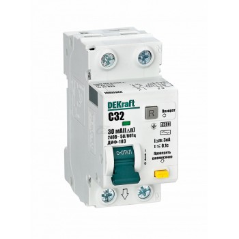 Выключатель автоматический дифференциального тока 2Р 32А/30мА 4,5кА DEKraft ДИФ-103 тип AC