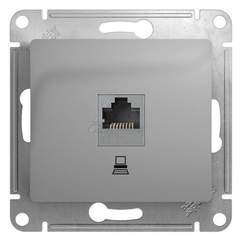 Розетка компьютерная RJ45 cat.5e алюминий Glossa