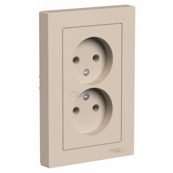 Розетка Atlasdesign 2м песочный б/з в сборе