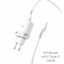 Сетевое зарядное устройство Hoco C12Q QC 3.0 + Кабель Type-C 1м, белый 18W