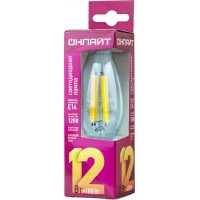 Лампа светодиодная филаментная C35 12W E14 2700K CL 230V Онлайт