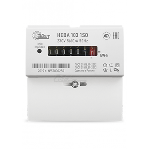 Счетчик электроэнергии 1-ф НЕВА 103 1,0 220V 5-60A 1SO однотарифный