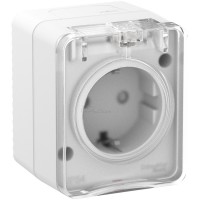 Розетка Atlasdesign PROFI 1м о/у с/з+шторки белый 16А IP54
