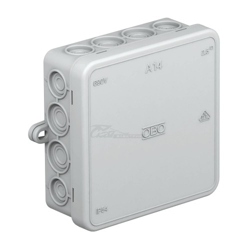 Коробка распределительная 100х100х40мм IP55 A14 16 вводов серая OBO